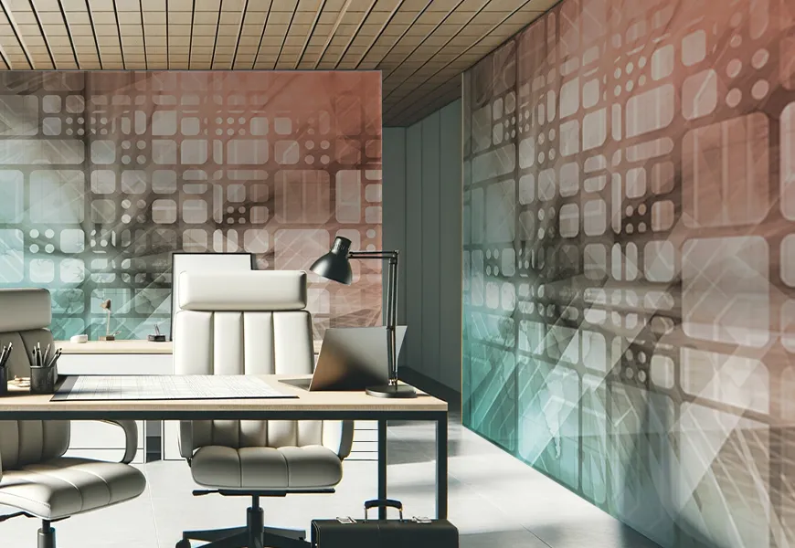 کاغذ دیواری سه بعدی دفتر مهندسی مفهوم فناوری مجازی علم دیجیتال